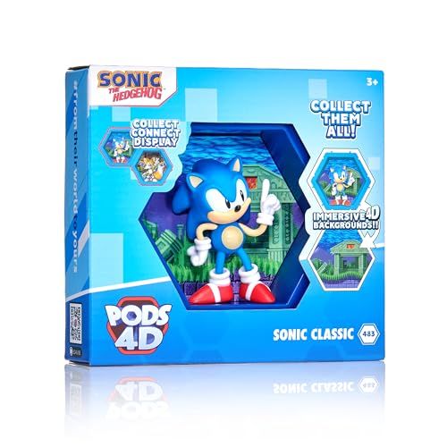 WOW! PODS 4D Classic Sonic | Figura única conectable de Cabeza Bobble Coleccionable Que estalla de su Mundo al tuyo | Exhibidor de Pared o Estante | Juguetes y Regalos sónicos | Serie 1 n.º 483