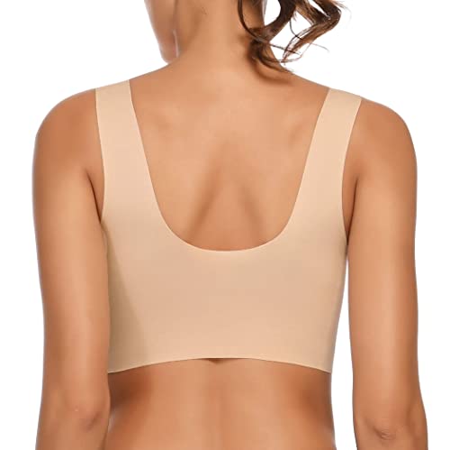 WOWENY Sujetadores Sin Aros Elasticos Zero Feel para Mujer sin Costuras Almohadillas no extraíble Bralette Crop Tops para Chicas en Yoga