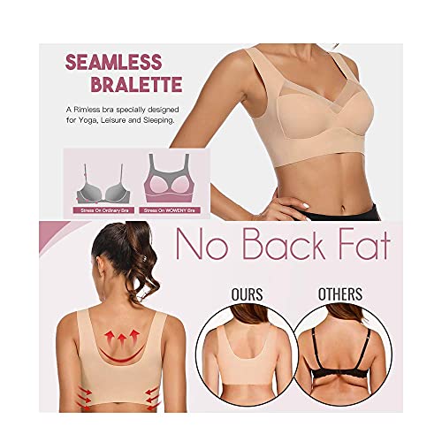 WOWENY Sujetadores Sin Aros Elasticos Zero Feel para Mujer sin Costuras Almohadillas no extraíble Bralette Crop Tops para Chicas en Yoga