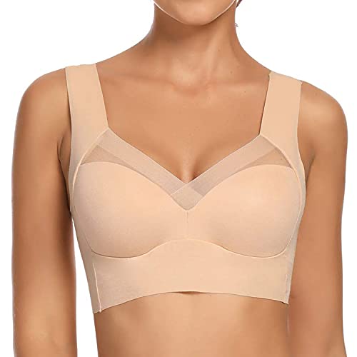 WOWENY Sujetadores Sin Aros Elasticos Zero Feel para Mujer sin Costuras Almohadillas no extraíble Bralette Crop Tops para Chicas en Yoga