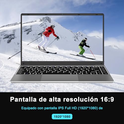 WOZIFAN Ordenador Portátil 14" Win11 128GB Expansión SSD 1TB up to 2.8Ghz Intel N4020 Ligero Portátiles PC 2.4G+5G WiFi Bluetooth 4.2 HDMI con ratón inalambrico & Pegatinas Teclado Español-Gris