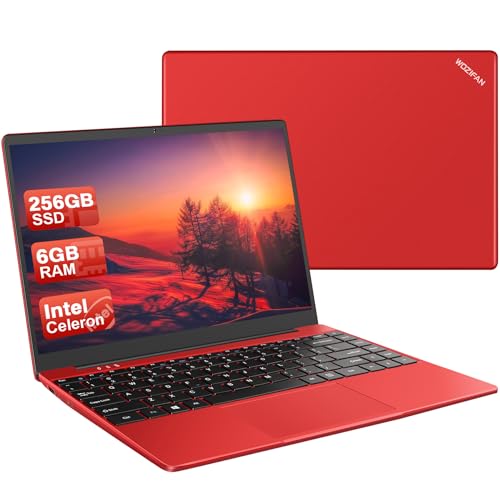 WOZIFAN Ordenador Portátil Win 11 256GB SSD Intel N4020(hasta 2.8Ghz) 14" PC 1920x1080 FHD Dual WiFi BT 4.2 Soporta 1TB SSD Expansión con Ratón Inalámbrico para Trabajo-Estudio-Aprendizaje-Rojo