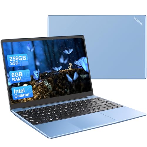 WOZIFAN Ordenador Portátil Win11 256GB SSD Intel N4020(hasta 2.8Ghz) 14" portátil 1920x1080 FHD Dual WiFi BT 4.2 Soporta 1TB SSD Expansión con Ratón Inalámbrico para Trabajo-Estudio-Aprendizaje-Azul