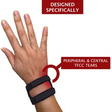 WristWidget Muñequera ajustable (Black) para desgarros TFCC, talla única. Para muñecas izquierda y derecha, soporte para la tensión de soporte de peso, ejercicio