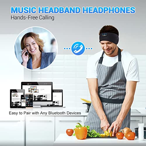 WU-MINGLU - Auriculares para dormir con banda para la cabeza con Bluetooth, auriculares inalámbricos para deportes con música, auriculares para dormir para hombres, mujeres para correr, yoga