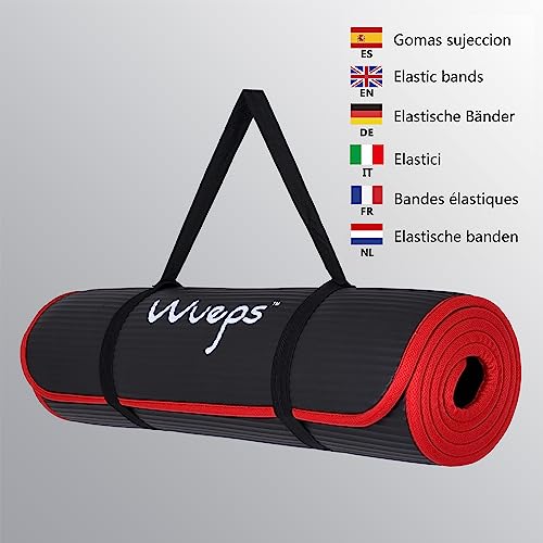 Wueps Esterilla Deporte, Yoga, Pilates, Ejercicios, incluye correa de hombro y bolsa de transporte, ideal para realizar deporte en casa, yoga mat 10mm, esterilla yoga, NBR ecologico