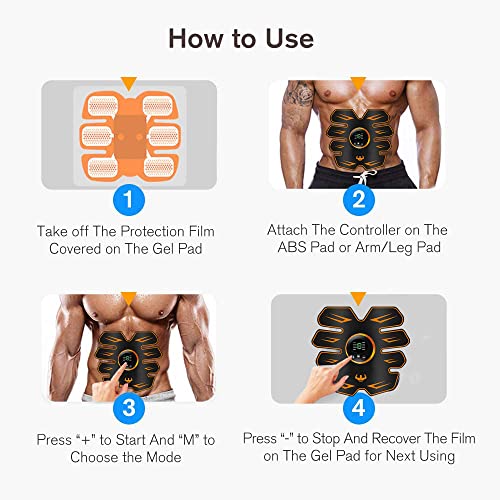 WUGEIN EMS Abdominal Electroestimulación,Electroestimulador Muscular Abdominal 8 Modos,EMS Estimulador Aparato Pantalla LCD,Electroestimulador Muscular