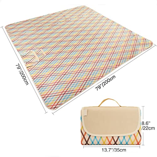 Wulcea Esterilla Playa Manta Picnic Impermeable Grande Toalla Antiarena Alfombra Esterilla para Mantel Toalla Gigante Plegable Acolchada 200 x 200 Camping Alfombra Suelo Lavable Blanket