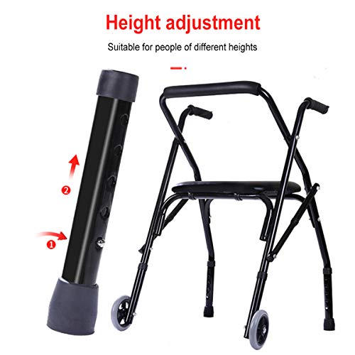 WUQIAO Andador con Andador Plegable Compacto, con gatillo y Ruedas de 5 Pulgadas, Ayuda para rodar Estrecha y Liviana para Personas Mayores, soporta hasta 250 LB