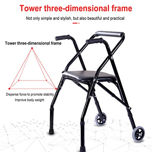 WUQIAO Andador con Andador Plegable Compacto, con gatillo y Ruedas de 5 Pulgadas, Ayuda para rodar Estrecha y Liviana para Personas Mayores, soporta hasta 250 LB