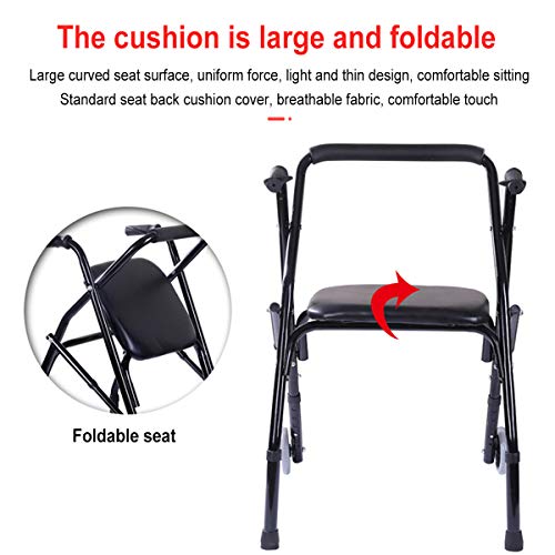 WUQIAO Andador con Andador Plegable Compacto, con gatillo y Ruedas de 5 Pulgadas, Ayuda para rodar Estrecha y Liviana para Personas Mayores, soporta hasta 250 LB