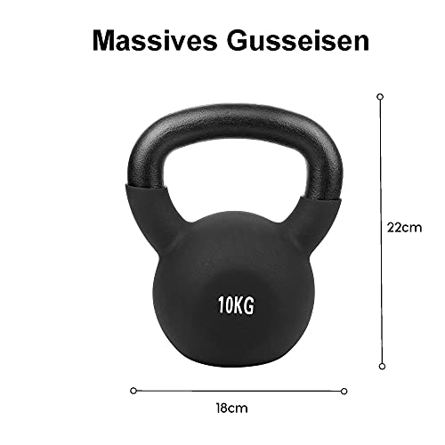 wuuhoo® Pesa Rusa Dwayne Kettlebell 2kg - 28kg de Hierro Fundido Macizo con Revestimiento de Neopreno, mancuerna oscilante para Entrenamiento de Fuerza, Pesas con códigos de Colores -