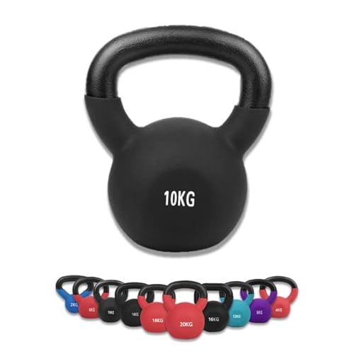 wuuhoo® Pesa Rusa Dwayne Kettlebell 2kg - 28kg de Hierro Fundido Macizo con Revestimiento de Neopreno, mancuerna oscilante para Entrenamiento de Fuerza, Pesas con códigos de Colores -