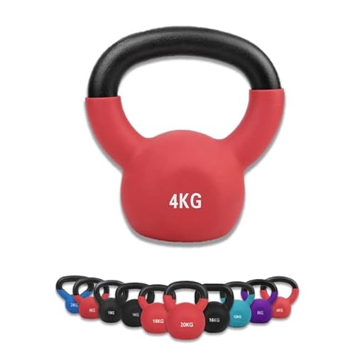 wuuhoo® Pesa Rusa Dwayne Kettlebell 2kg - 28kg de Hierro Fundido Macizo con Revestimiento de Neopreno, mancuerna oscilante para Entrenamiento de Fuerza, Pesas con códigos de Colores -