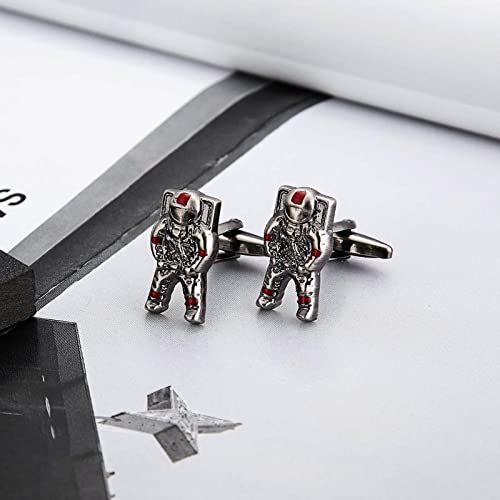 Wycian Gemelos Novio Plata, Gemelos Grandes Astronauta Acero Inoxidable 1.3X2.1CM para Camisa Traje Boda Graduación Negocios