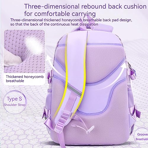 WYCY Mochila para Niñas Moda Refrigerador Puerta Mochila Escolar Gran Capacidad Kawaii Mochila Escolar con Lindos Colgantes de Unicornio y Mochila Impermeable para Niñas (cuadros morados)