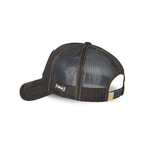 [ X ] Capslab Gorra de Hombre y Mujer de una Pieza, Gorra Trucker Luffy, Original Anime, Negro (Negro/Marrón/Beige), Talla única