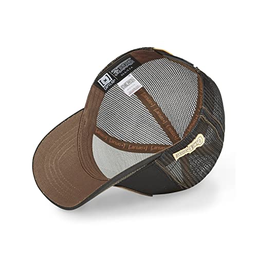 [ X ] Capslab Gorra de Hombre y Mujer de una Pieza, Gorra Trucker Luffy, Original Anime, Negro (Negro/Marrón/Beige), Talla única