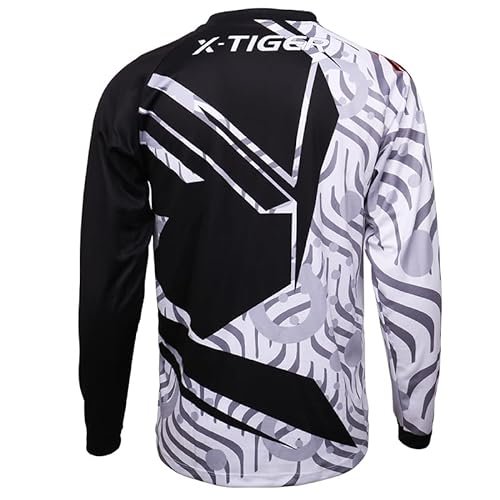 X-TIGER Maillot Ciclista Hombre, Transpirable Secado RápidoTop de Ajuste Holgado Ciclismo Bicicleta MTB Motocross con Mangas Larga