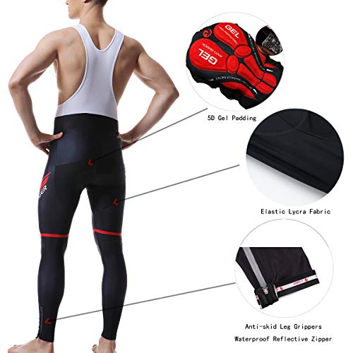 X-TIGER Ropa de Ciclismo de Invierno para Hombre con Pantalón Acolchado de Gel 5D Y Culotte con Tirantes + Conjunto de Camiseta de Ciclismo