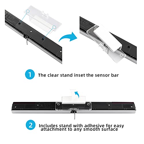 Xahpower Barra de Sensores para Wii, Barra de Sensor con Cable de Repuesto LED de Rayos Infrarrojos Compatible con Consola Nintendo Wii y Wii U con Soporte Transparente