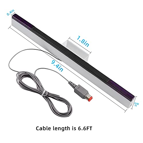 Xahpower Barra de Sensores para Wii, Barra de Sensor con Cable de Repuesto LED de Rayos Infrarrojos Compatible con Consola Nintendo Wii y Wii U con Soporte Transparente