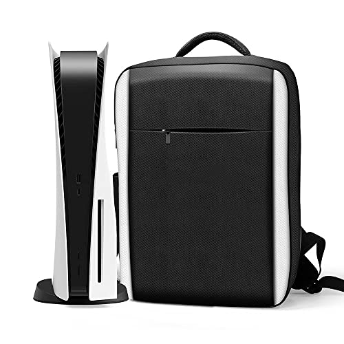 XBERSTAR Mochila de viaje para consola de juegos compatible con Play Stantion 5 PS5 (blanco y negro), negro y blanco, Funda