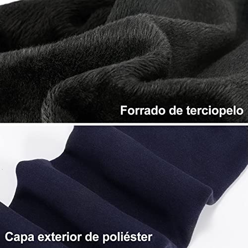 XDDIAS Térmicas Leggins Mujer, 2 Pares Cálidas de Invierno Pantalones, Alta Elasticidad Mujeres Grueso Polainas-Negro +Azul Marino