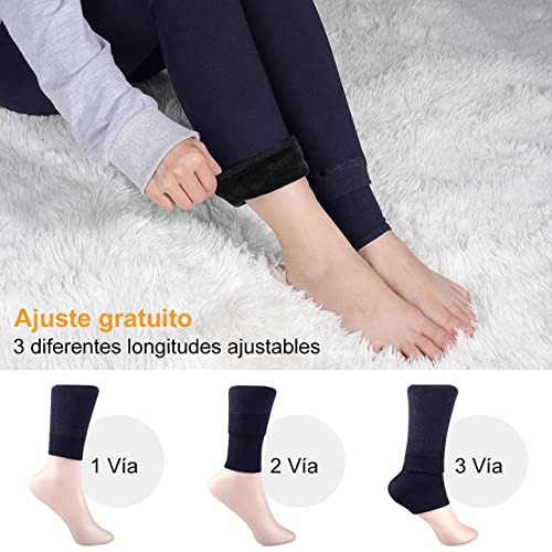 XDDIAS Térmicas Leggins Mujer, 2 Pares Cálidas de Invierno Pantalones, Alta Elasticidad Mujeres Grueso Polainas-Negro +Azul Marino