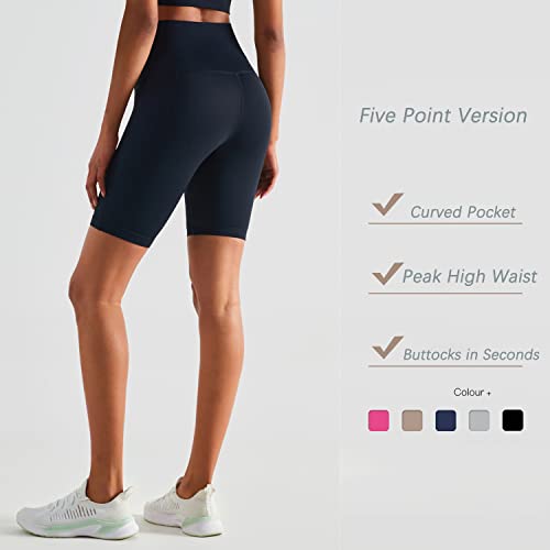 XDSP Pantalones Leggings Cortos de Yoga para Mujeres, Pantalones Cortos Deportivos de Cintura Alta Running Pantalones Cortos de Yoga con Bolsillo Lateral para Fitness Yoga Correr Secado Rápido