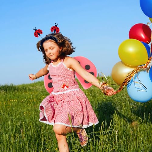 XEERUN Disfraz de mariquita, 4 piezas, disfraz de Ladybug para niña, falda de tul, alas, varita mágica y diadema para carnaval, cumpleaños, fiesta para vestido de ladybug para niños