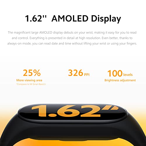 Xiaomi Mi Smart Band 7 Pulsera de Actividad, Pantalla AMOLED, 180mAh, 120 Modos de Entrenamiento, Impermeable 5 ATM, App Mi Fit, oxígeno Sangre Fitness Trake