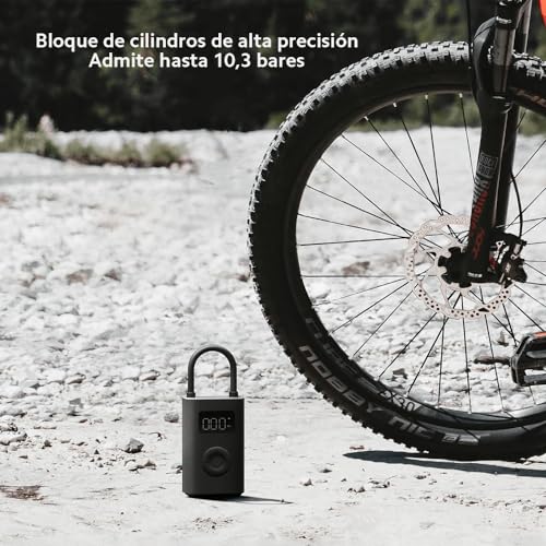 Xiaomi Portable Electric Air Compressor 2 - Compresor de aire portátil (0.2 10.3 bar/3-150 psi, 6 modos, batería de 2000mAh, 14.4Wh, carga USB-C, pantalla LED), negro (Versión ES)