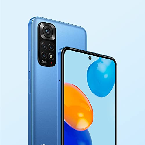 Xiaomi Redmi Note 11 Smartphone 6.43" FHD + DotDisplay, 90Hz FHD+ AMOLED DotDisplay, 50MP Al Quad Camera, 5000mAh (typ) batería, Dual-SIM 4G 128GB Twilight Blue [Versión Global]