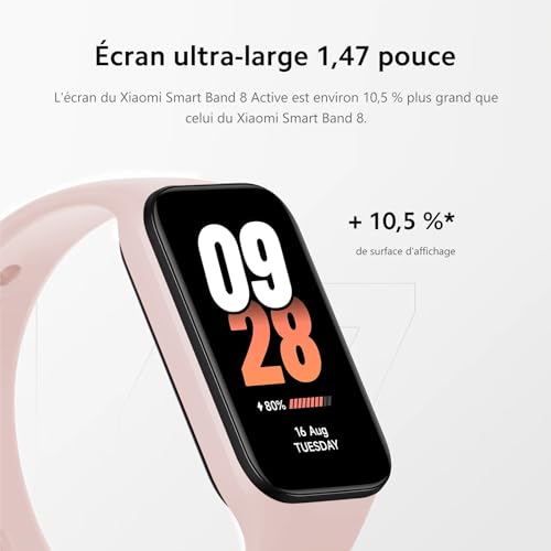 Xiaomi Smart Band 8 Active - Pantalla Grande 1,47‘’, Monitorización de Frecuencia Cardíaca, 50+ Modos Deportivos, Cuerpo Compacto De 9,99 mm, hasta 14 Días de Autonomía, Sueño, Estrés, Rosa