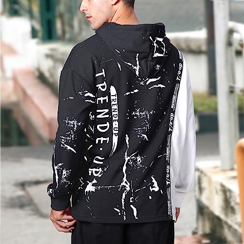 XIAOYAO Hombre Sudadera con Capucha Techwear Hip Hop Manga Larga Hoodie Camisa de Entrenamiento Casual