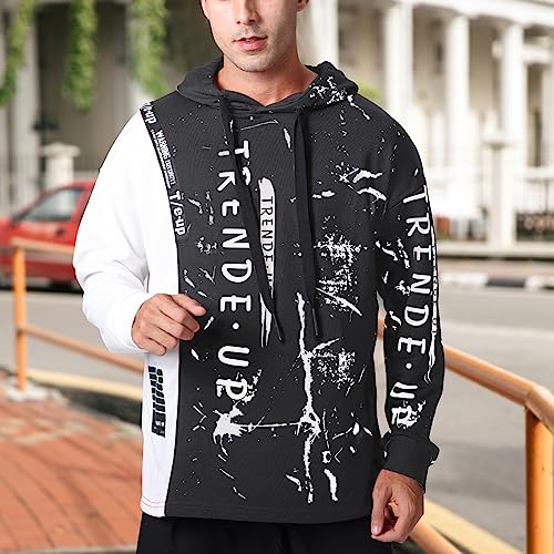 XIAOYAO Hombre Sudadera con Capucha Techwear Hip Hop Manga Larga Hoodie Camisa de Entrenamiento Casual