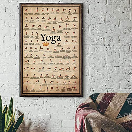 XieBro Póster de posturas de Yoga - Posiciones de Yoga para Entrenamiento de Cuerpo Completo | Accesorios para Ejercicios de Gimnasio en casa, póster de Yoga con Poses para Mujeres y Hombres