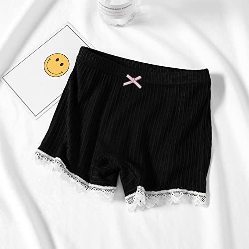 Xiedeai Niña Ropa Interior Braguitas - Niñas Calzoncillos Boxer Niños Bragas Hipster Precioso Encaje Pantalones Cortos de Chico Cómodo Modal Pantalones Cortos 3 Piezas (6-7 Años, Negro)