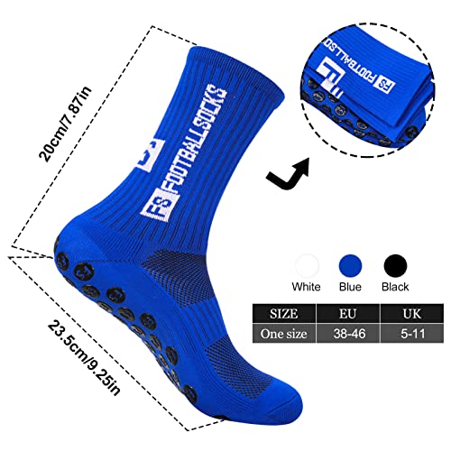 Xinstroe 3 pares de calcetines deportivos de fútbol para hombre, antideslizante, agarre de fútbol, 38-46, calcetines deportivos antideslizantes para fútbol, baloncesto, correr, negro., Talla única