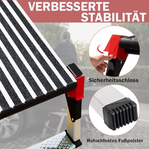 XinSunho Plataforma de trabajo de aluminio, plataforma de trabajo plegable hasta 150 kg, carrera de trabajo con cerraduras de seguridad, banco, escalera de mano, plataforma de aluminio, plataforma Pro