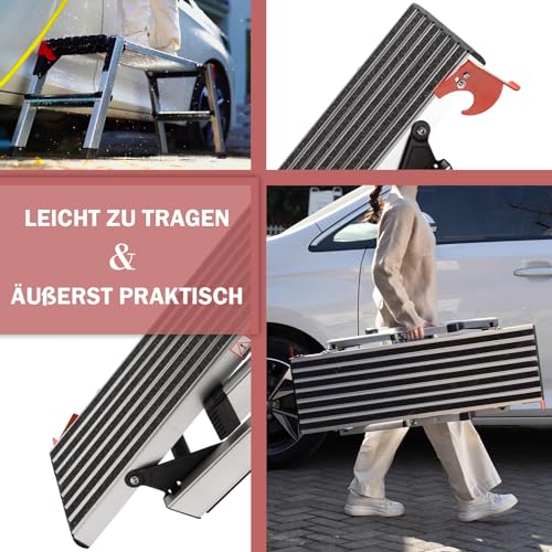 XinSunho Plataforma de trabajo de aluminio, plataforma de trabajo plegable hasta 150 kg, carrera de trabajo con cerraduras de seguridad, banco, escalera de mano, plataforma de aluminio, plataforma Pro