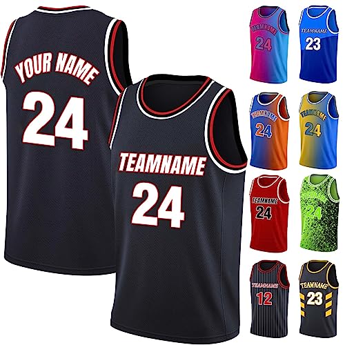 Xiuyours Camiseta Baloncesto Personalizada Nombre Número para Hombre Niño, Camisetas Gym Tirantes Personalizable Baloncesto Regalos Originales, S~4XL