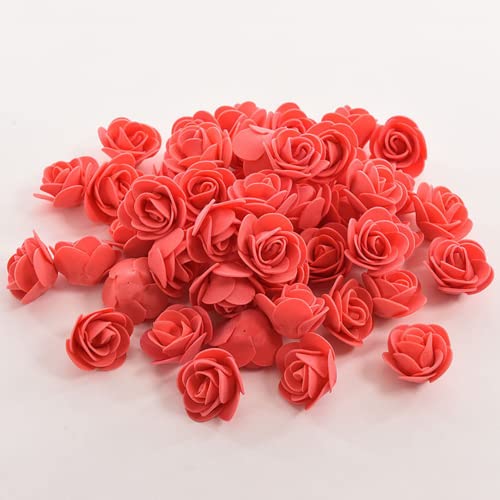 XIZHI Mini rosas artificiales, 100 unidades, 3,5 cm, cabeza de rosa de espuma roja para manualidades, accesorios, decoración del hogar y baby shower (rojo)