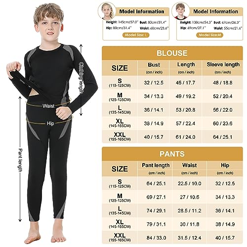 Xnova Conjunto Ropa Interior Térmica para Niño, Camiseta Termica Niña Manga Larga Mallas Deporte Invierno Elástica Transpirable para Running Esquí Ciclismo Futbolístico (Gris,L)