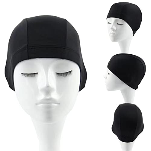 XPEX Paquete de 2 Gorros de natación para Hombres y Mujeres, Gorros de natación Unisex para Adultos y niños, Gorros de natación Unisex para Mujeres, Gorros de natación elásticos (Rosa roja y Negra)