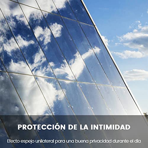 XtraCare Vinilos Espejo para Ventanas, Lámina Electricidad Estatica Protector Solar Privacidad, Película Adhesiva, Anti 99% UV para Hogar, Oficina, 44 x 200 cm, Plata