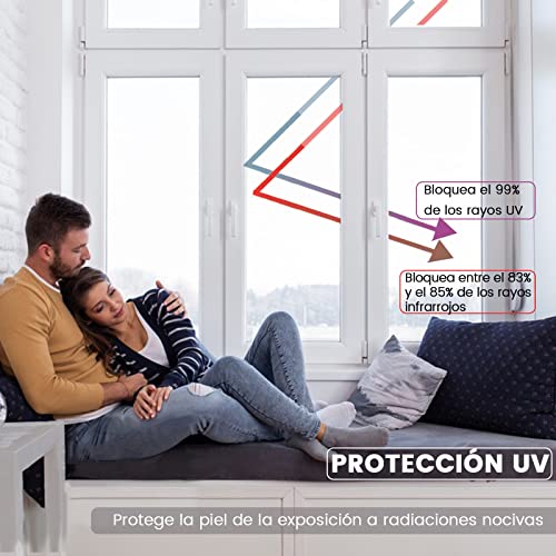 XtraCare Vinilos Espejo para Ventanas, Lámina Electricidad Estatica Protector Solar Privacidad, Película Adhesiva, Anti 99% UV para Hogar, Oficina, 44 x 200 cm, Plata