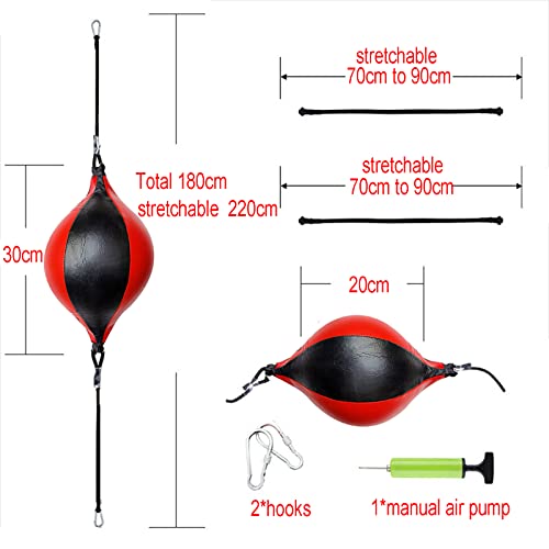 XUBX Peras de Boxeo, Balón de Boxeo, Bola de Velocidad de Boxeo, Pera Boxeo de CueroBola, Saco de Boxeo Colgante con Inflador, Conjunto de Entrenamiento, Juego de Pelota de Boxeo de Doble Extremo