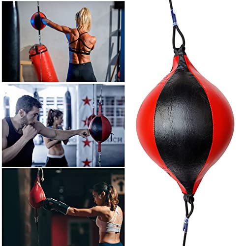 XUBX Peras de Boxeo, Balón de Boxeo, Bola de Velocidad de Boxeo, Pera Boxeo de CueroBola, Saco de Boxeo Colgante con Inflador, Conjunto de Entrenamiento, Juego de Pelota de Boxeo de Doble Extremo